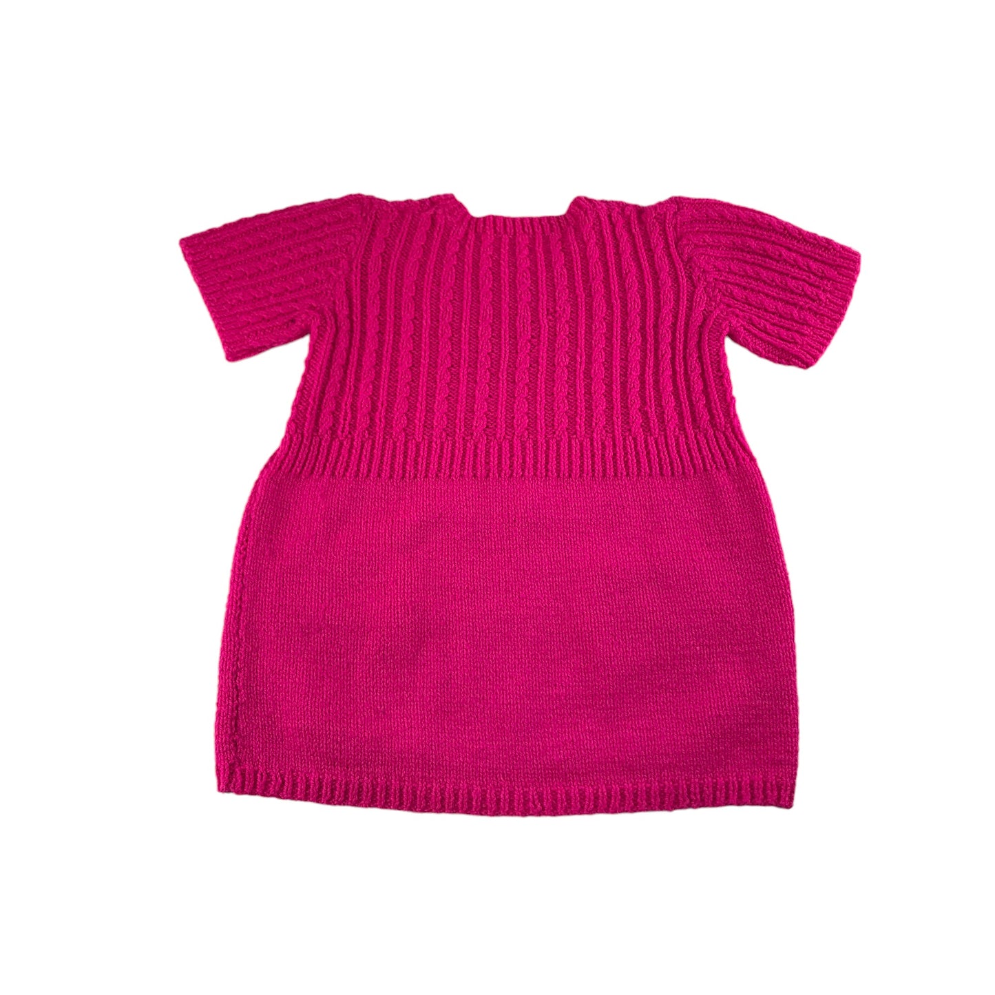 Handmade Jumper Age 9-10 Bright Pink Short Sleeve