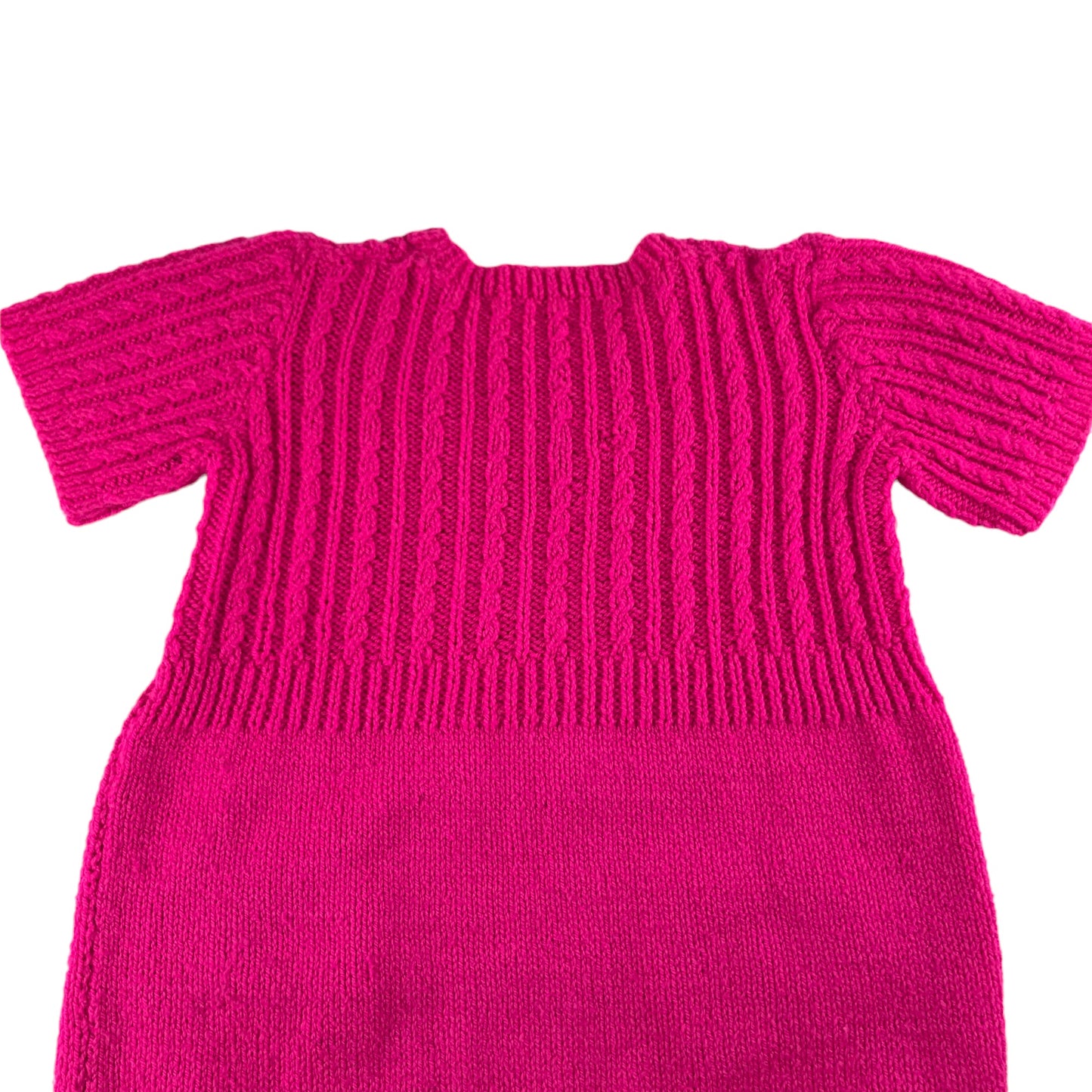 Handmade Jumper Age 9-10 Bright Pink Short Sleeve