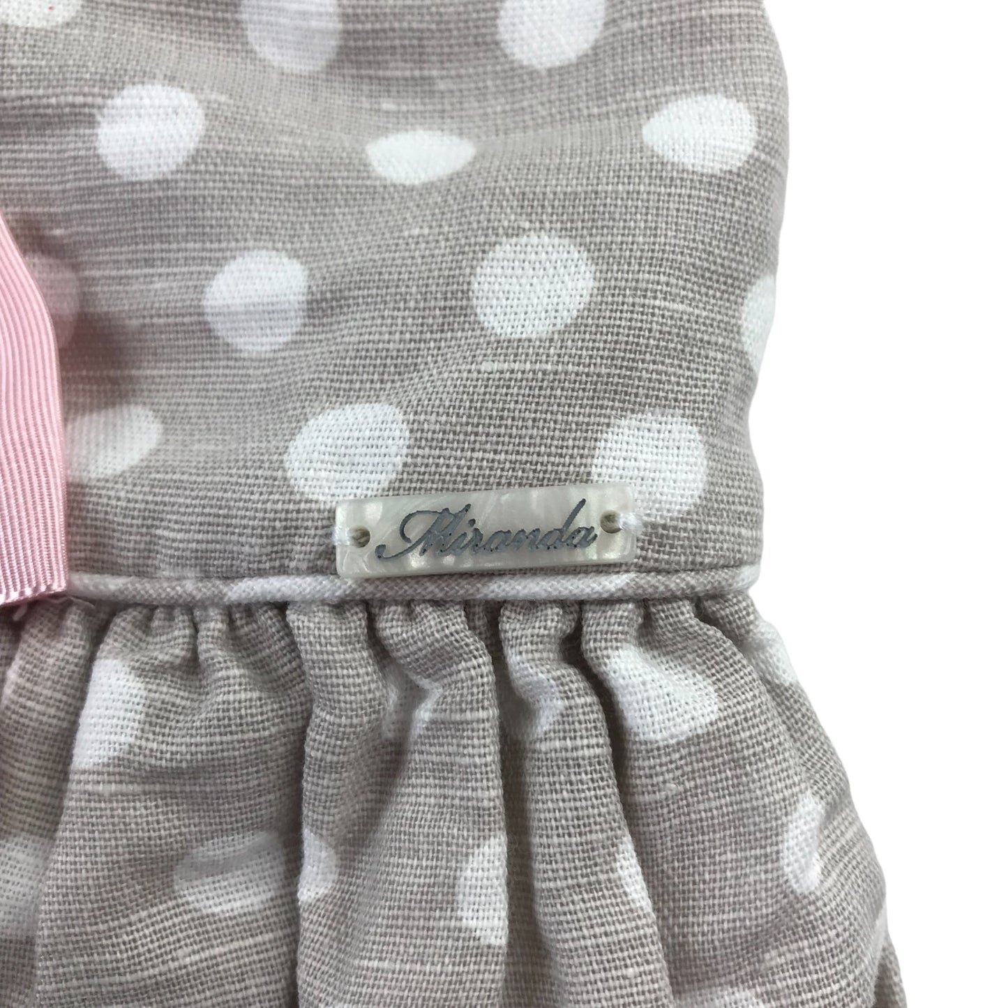 Miranda Dress Age 8 Greige Colour Polka Dot Lace Detailing