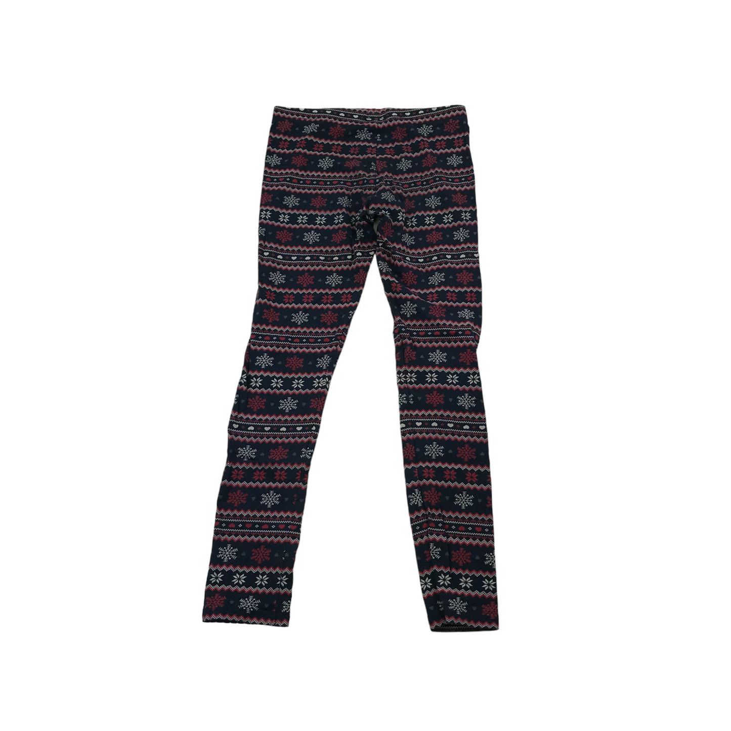 F&F Navy Christmas Leggings Age 9
