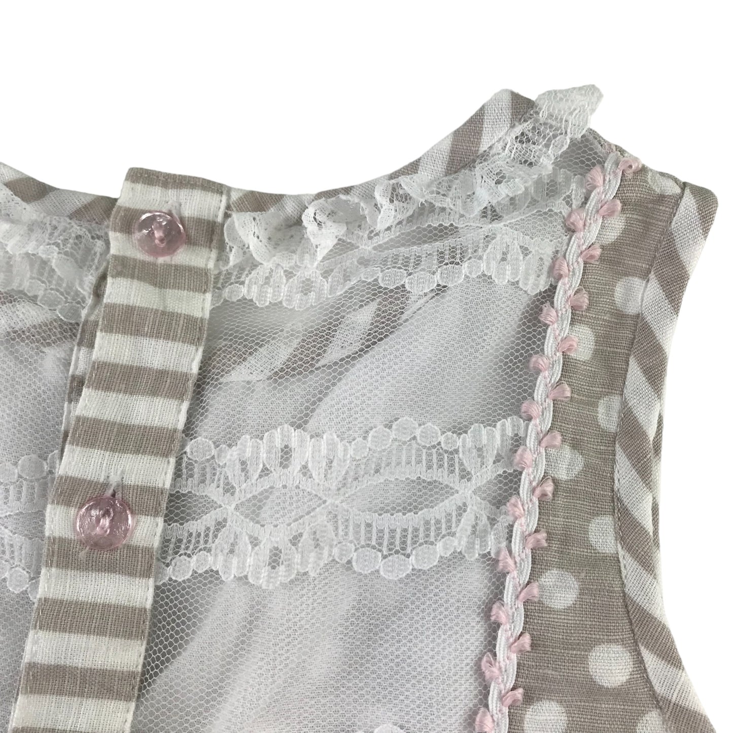 Miranda Dress Age 8 Greige Colour Polka Dot Lace Detailing