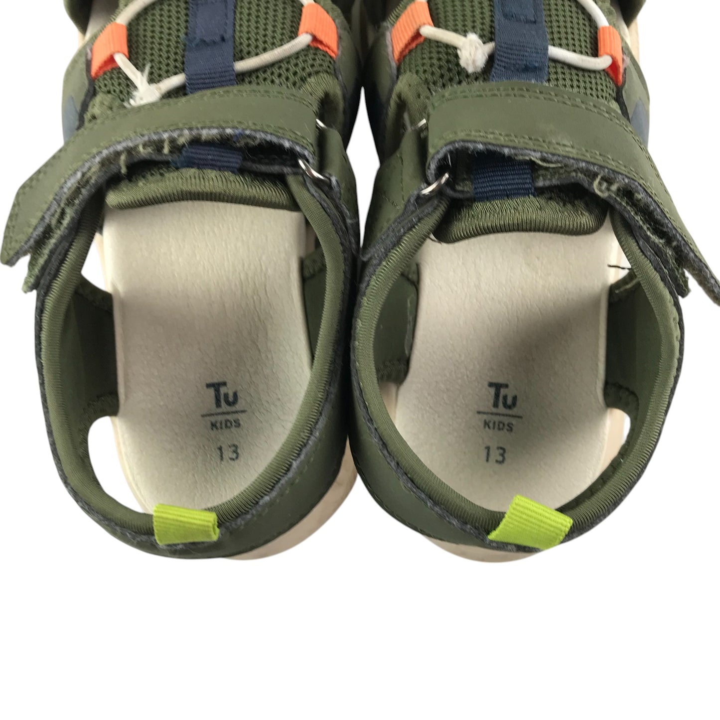 Tu sandals shoe size 13 junior khaki green with hook and loop straps