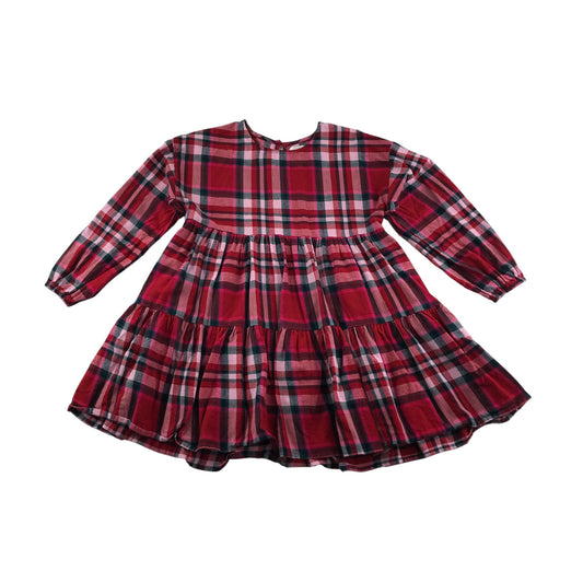 Next shirt Dress 8-9 years red checked tiered skirt cotton