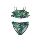 Debenhams swimsuit 7-8 years green floral design print 2 piece set