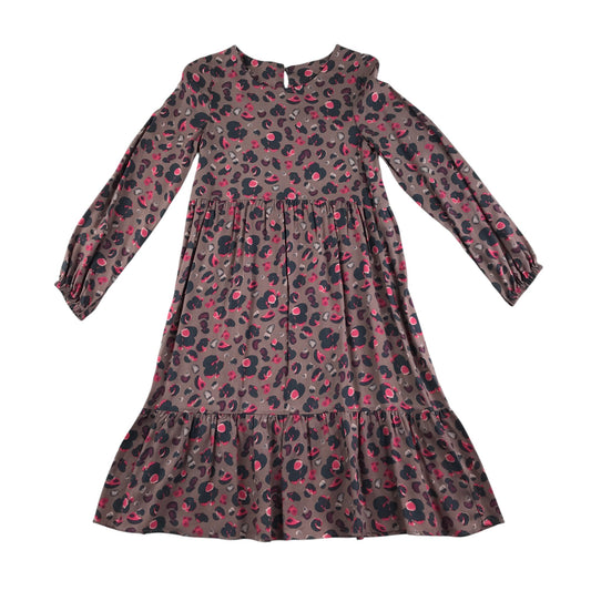 Nutmeg Dress 8-9 years pink graphic design long tiered a-line dress