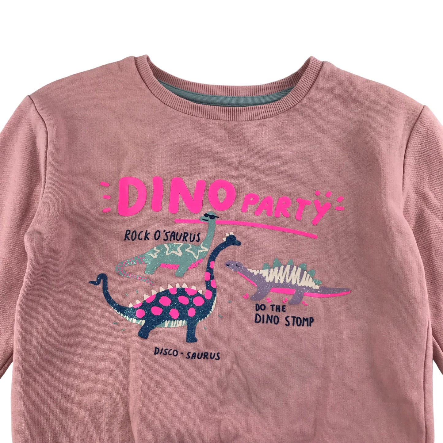 M&S Sweater Age 6 Pink Dinosaur Jersey Pullover