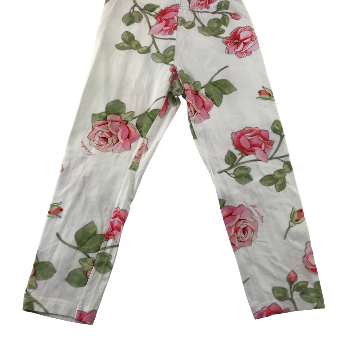 Monnalisa Leggings Age 8 White Pink Rose Floral Pattern