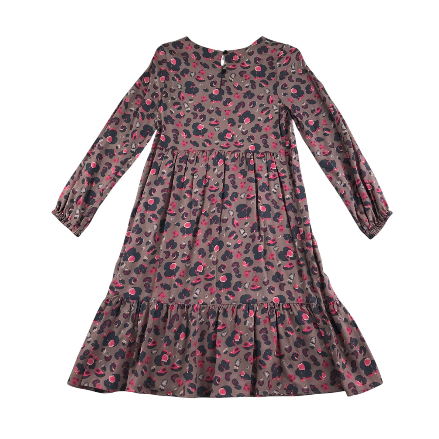Nutmeg Dress 8-9 years pink graphic design long tiered a-line dress