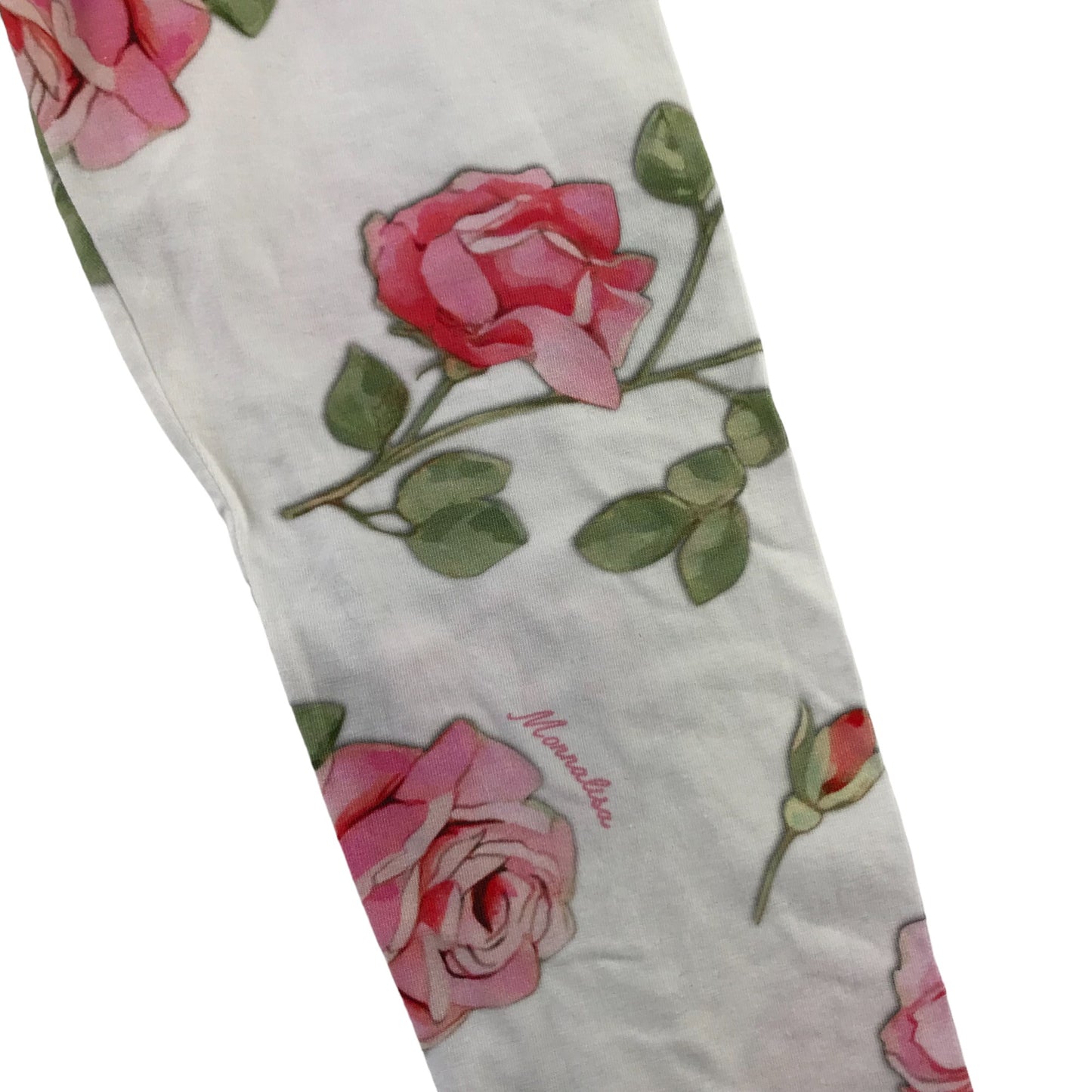 Monnalisa Leggings Age 8 White Pink Rose Floral Pattern