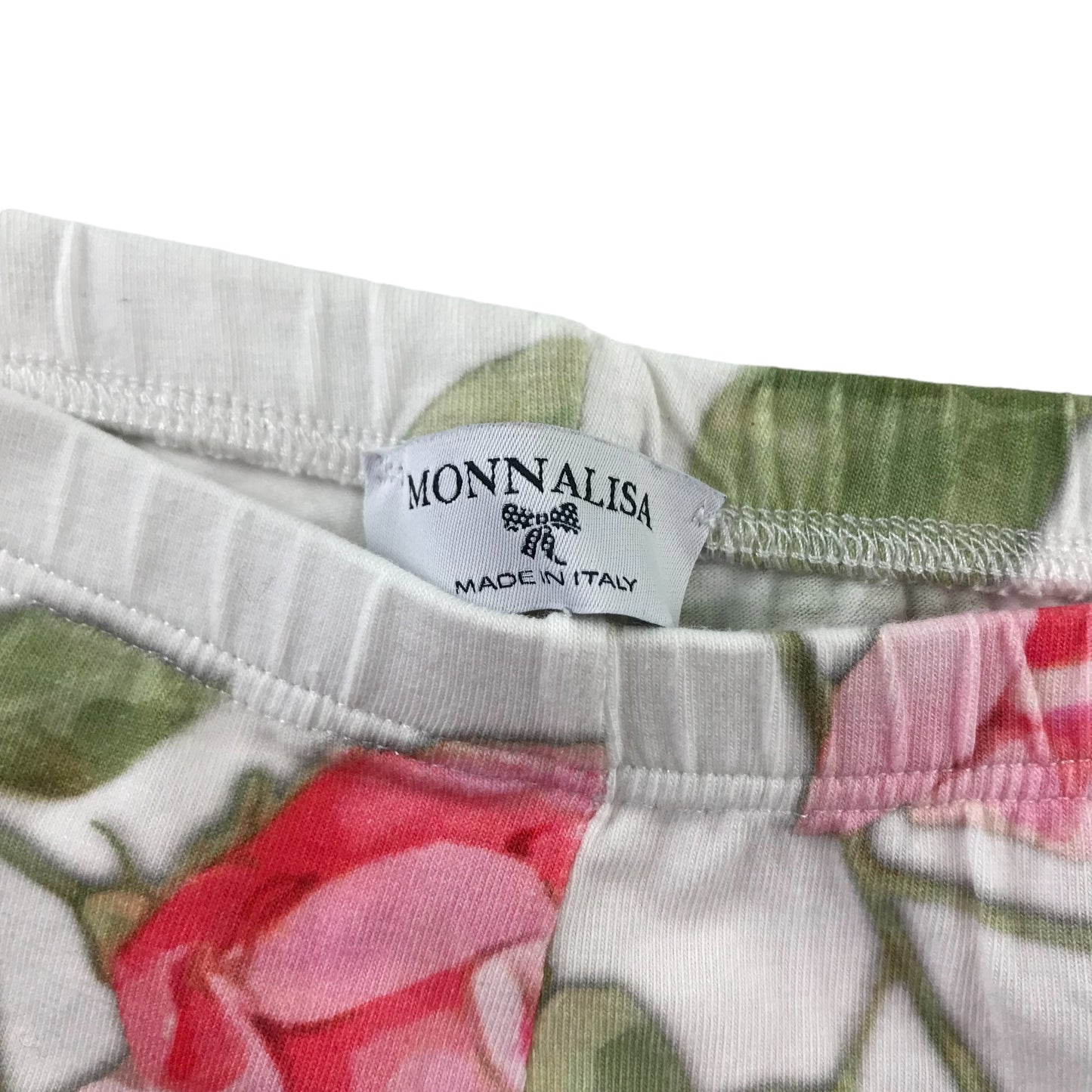 Monnalisa Leggings Age 8 White Pink Rose Floral Pattern