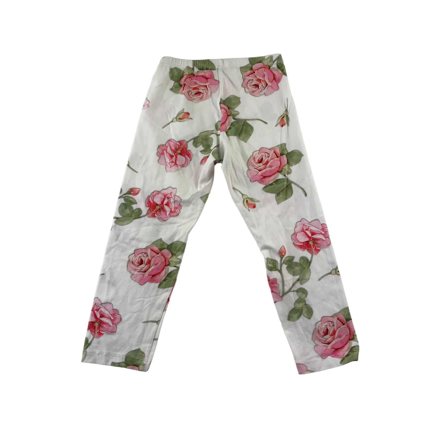 Monnalisa Leggings Age 8 White Pink Rose Floral Pattern