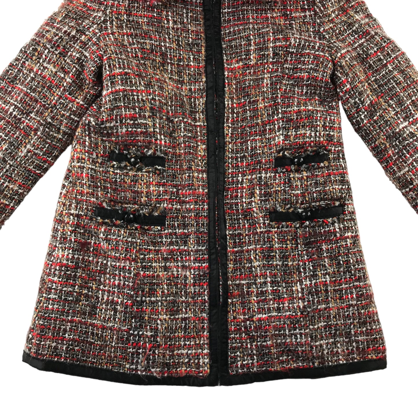 Little Marc Jacobs Jacket Age 9-10 Red and Burgundy Knitted Coat with Faux Fur Collars