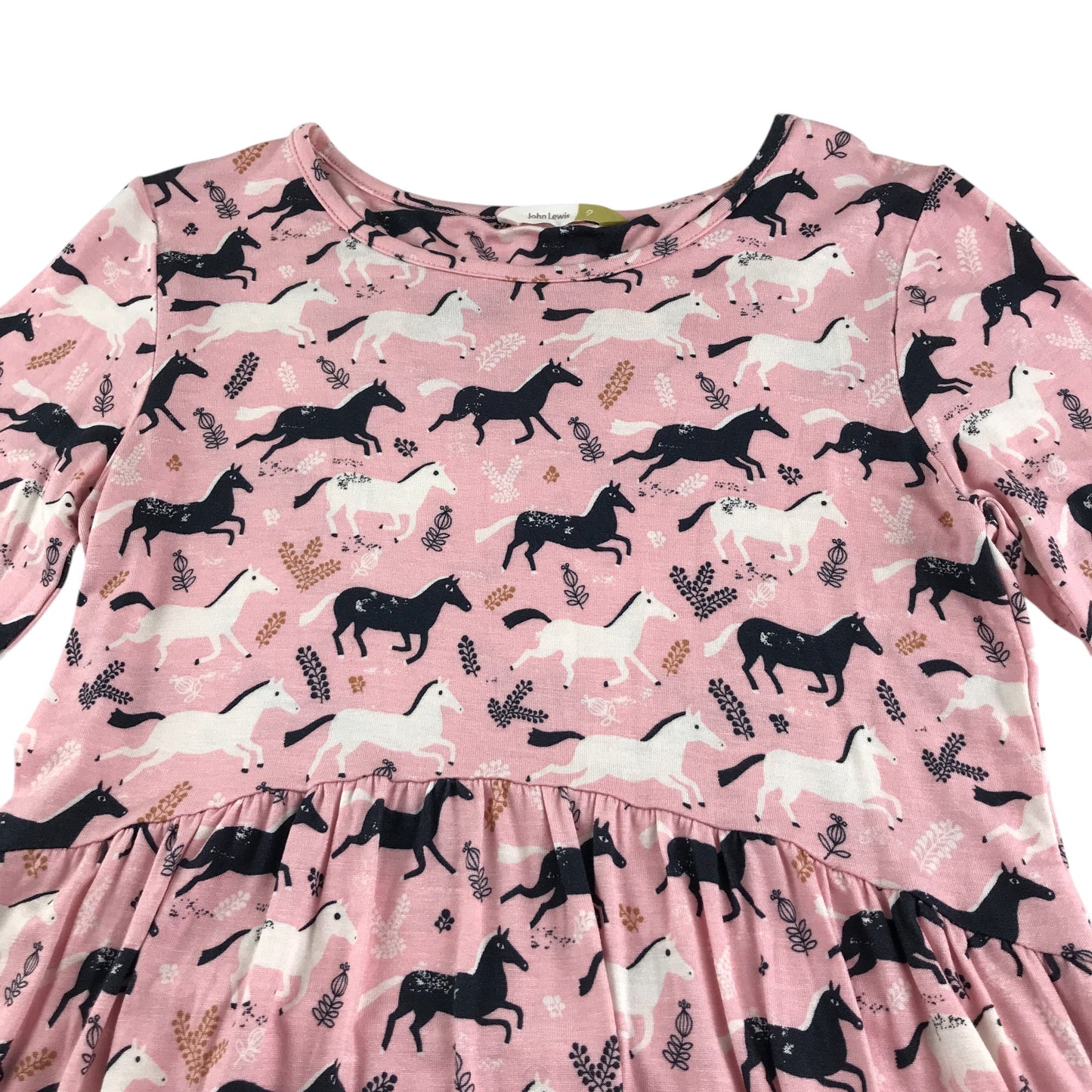 John Lewis Dress 8-9 years pink horse graphic design print