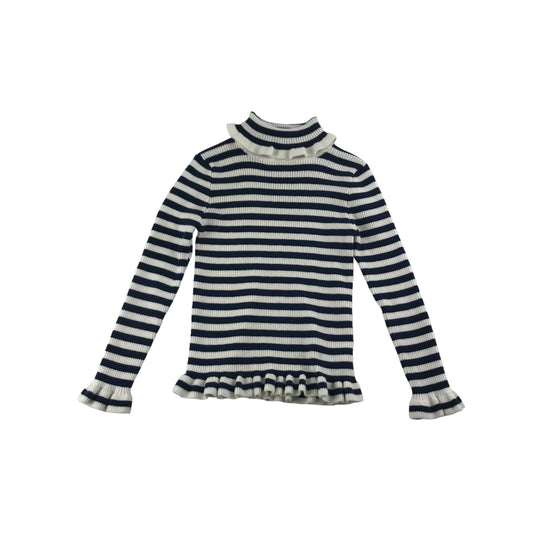 Primark Light Jumper Top Age 6 Navy and White Long Sleeve Turtle Neck