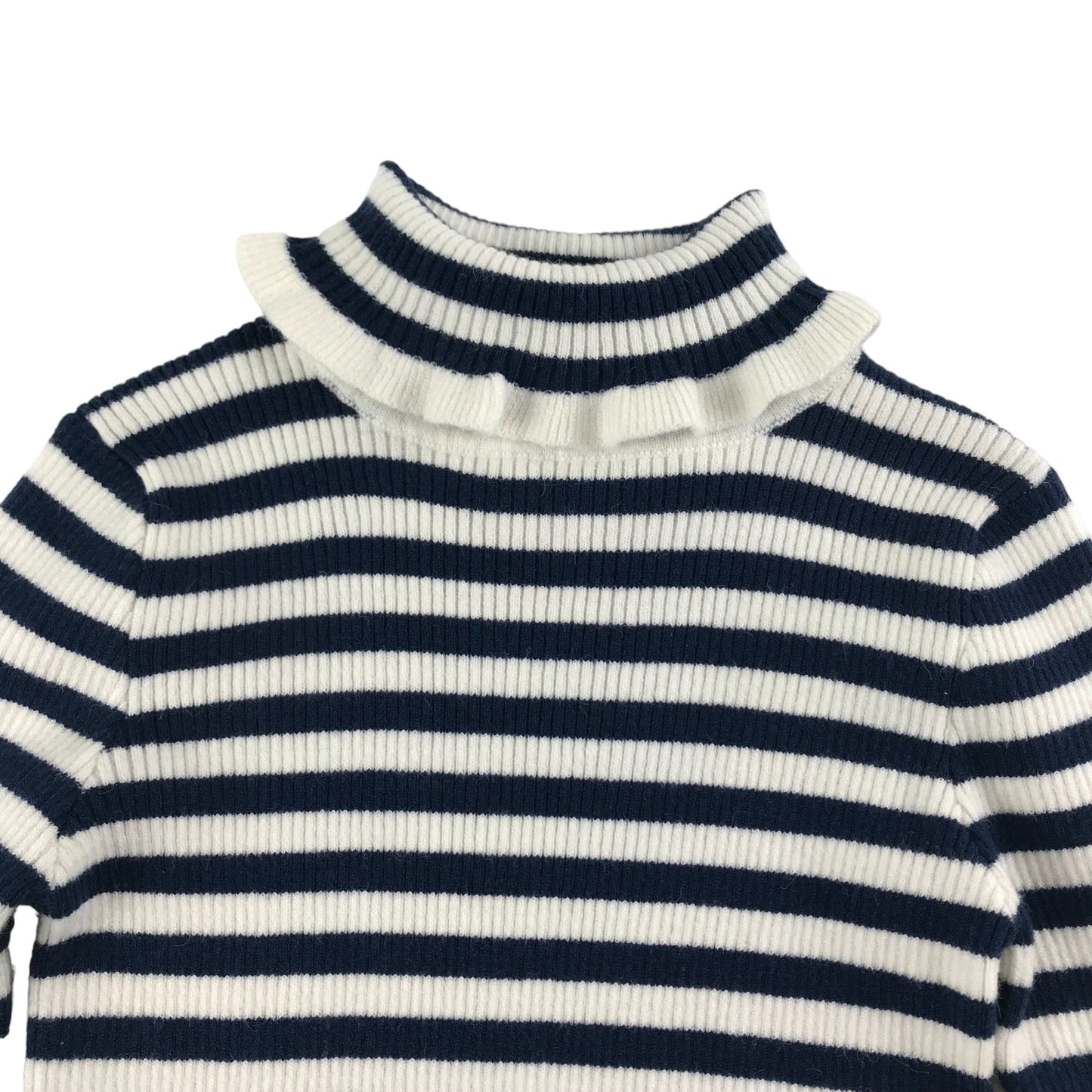 Primark Light Jumper Top Age 6 Navy and White Long Sleeve Turtle Neck