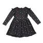 John Lewis Dress 7-8 years navy with butterfly multicolour print design cotton