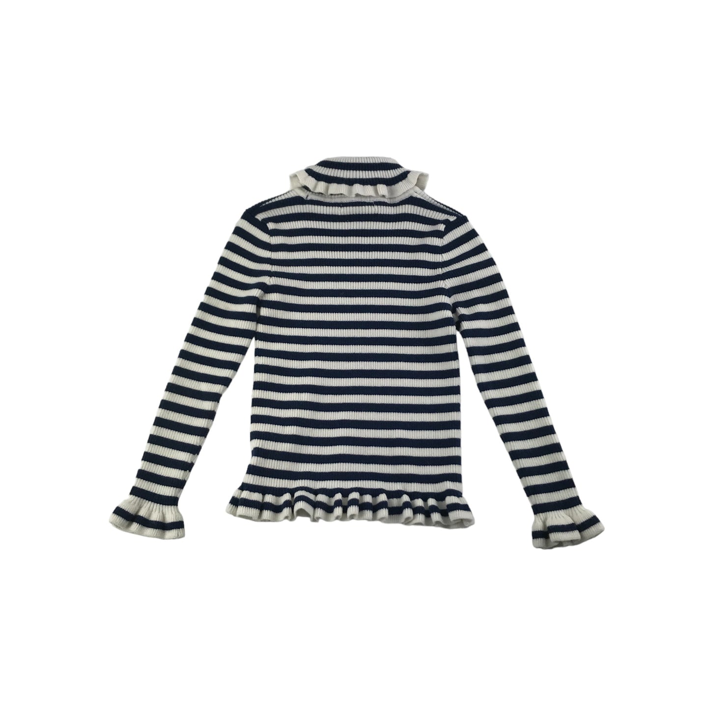 Primark Light Jumper Top Age 6 Navy and White Long Sleeve Turtle Neck