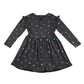 John Lewis Dress 7-8 years navy with butterfly multicolour print design cotton