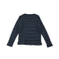 M&S T-shirt Age 6 Navy Blue Long Sleeve Stripy Pattern