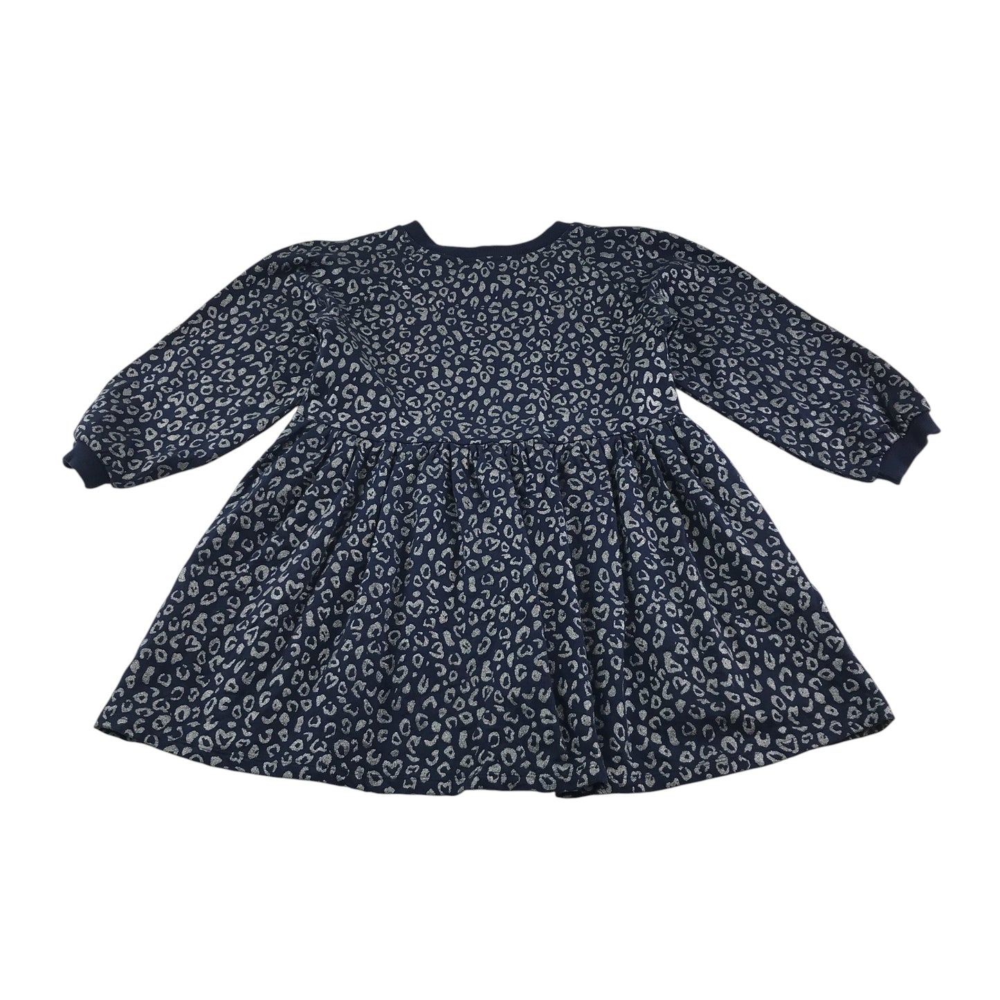 John Lewis Dress 7-8 years navy with grey print design cotton