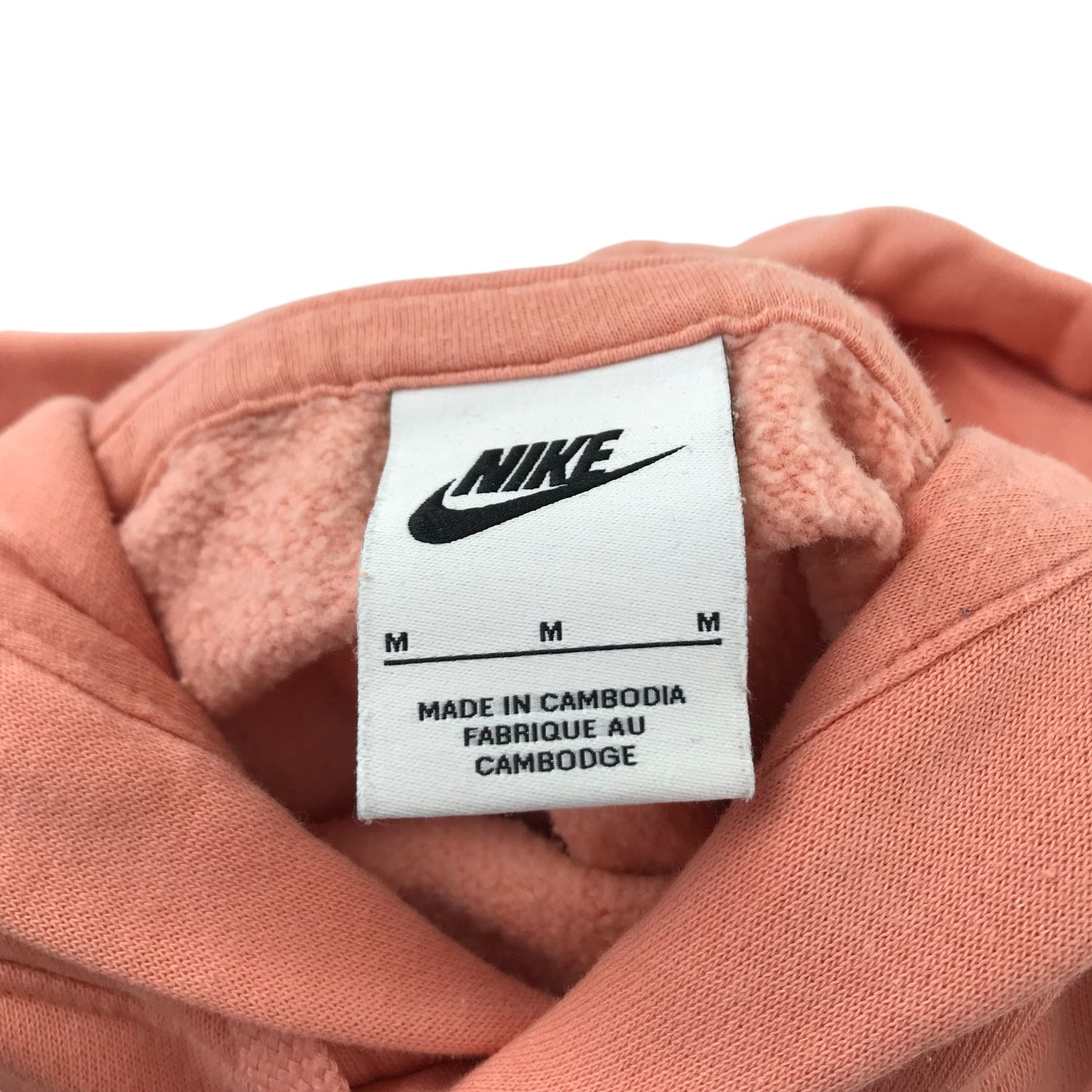 Nike Hoodie Women's M Peach Orange Plain Kangaroo Pocket