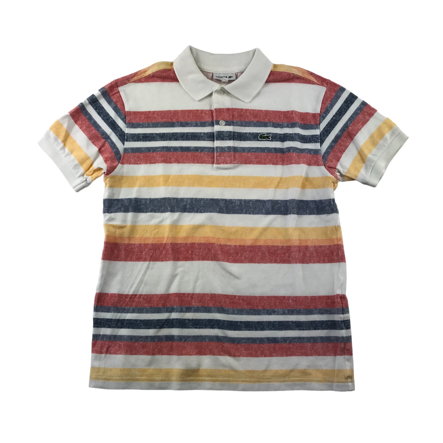 Lacoste polo shirt 10-12 years earthy multicolour stripy short sleeve cotton