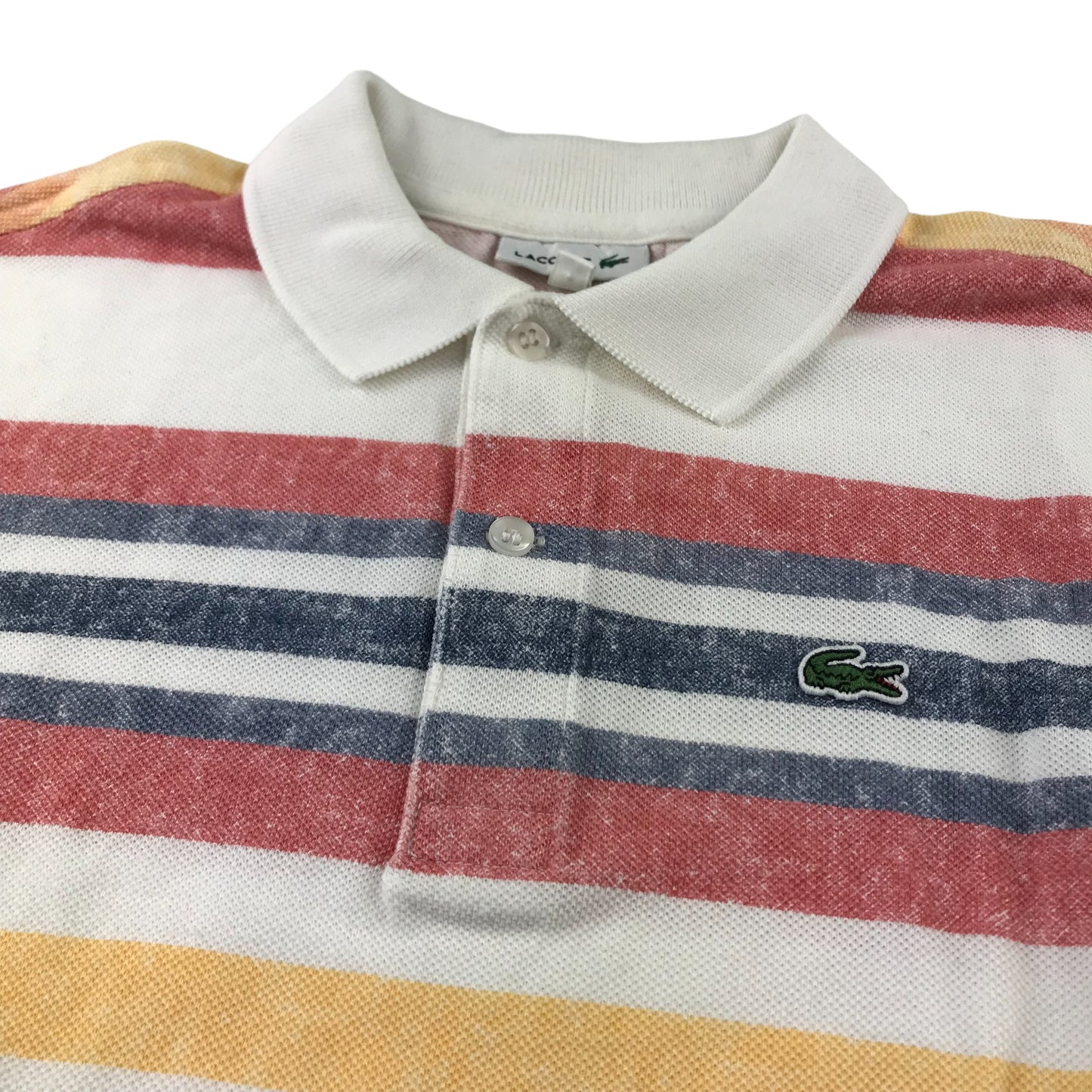 Lacoste polo shirt 10-12 years earthy multicolour stripy short sleeve cotton