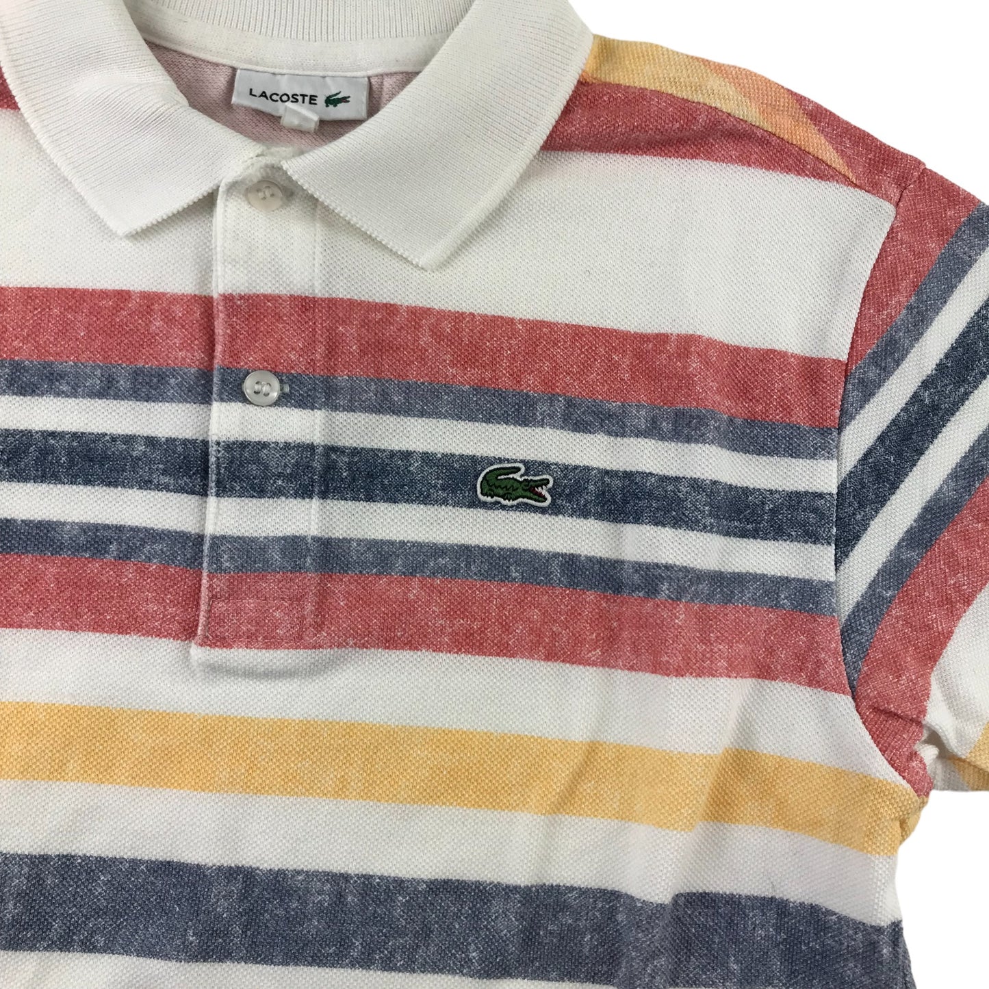 Lacoste polo shirt 10-12 years earthy multicolour stripy short sleeve cotton