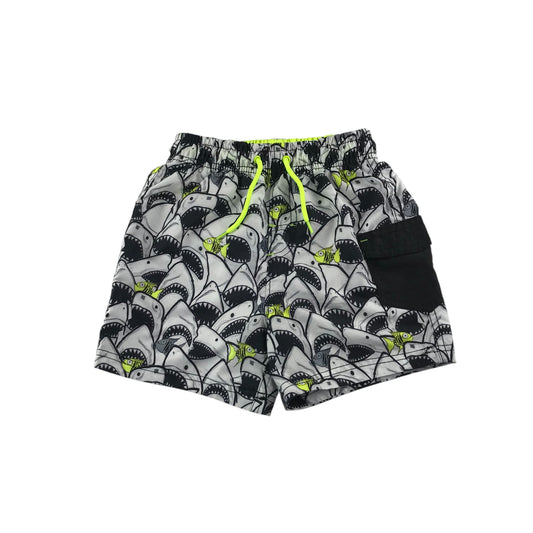 George swim trunks 5-6 years black and white sharks print