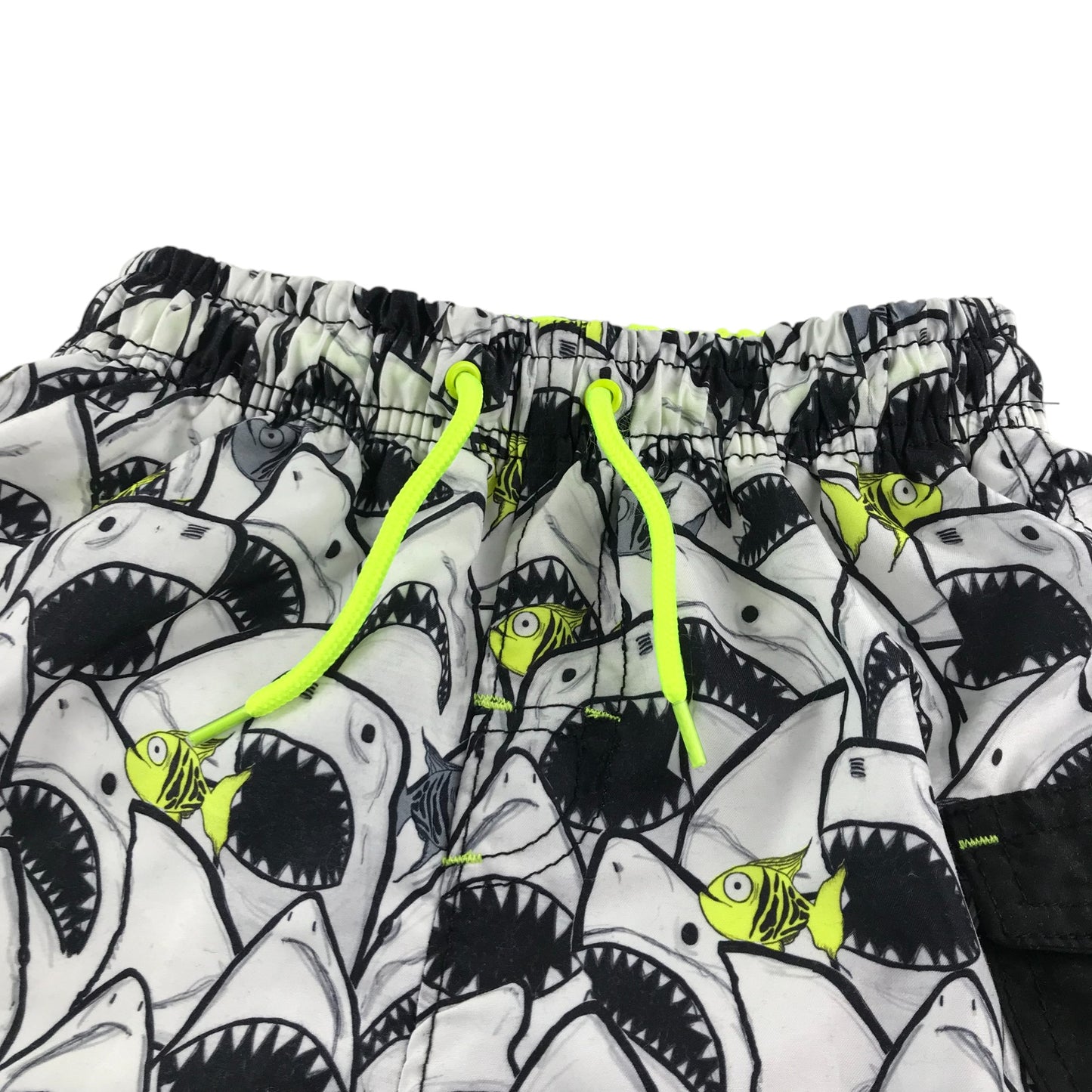 George swim trunks 5-6 years black and white sharks print