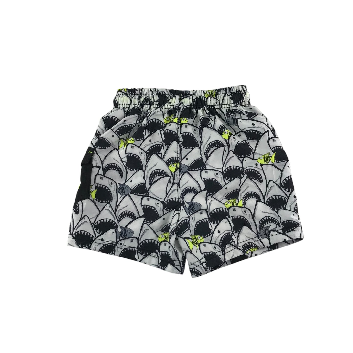 George swim trunks 5-6 years black and white sharks print