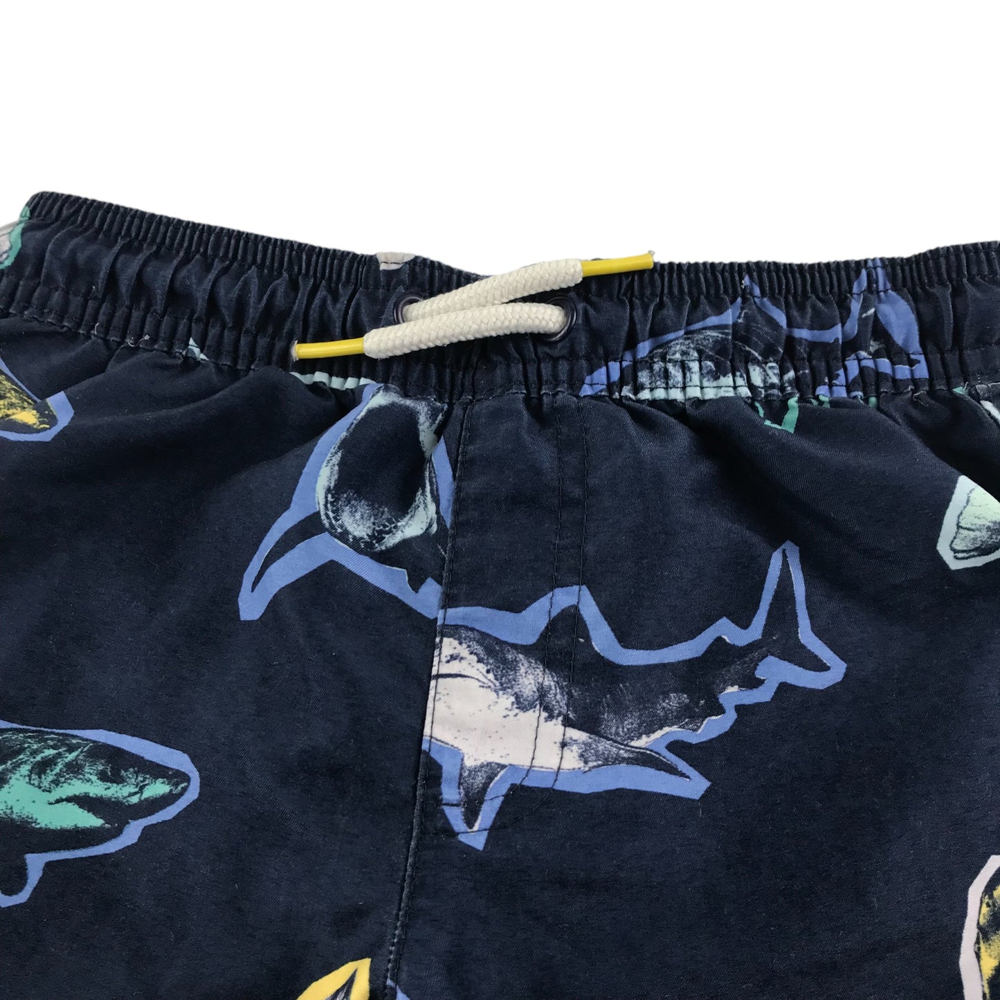 M&S swim trunks 5-6 years navy blue sharks pattern