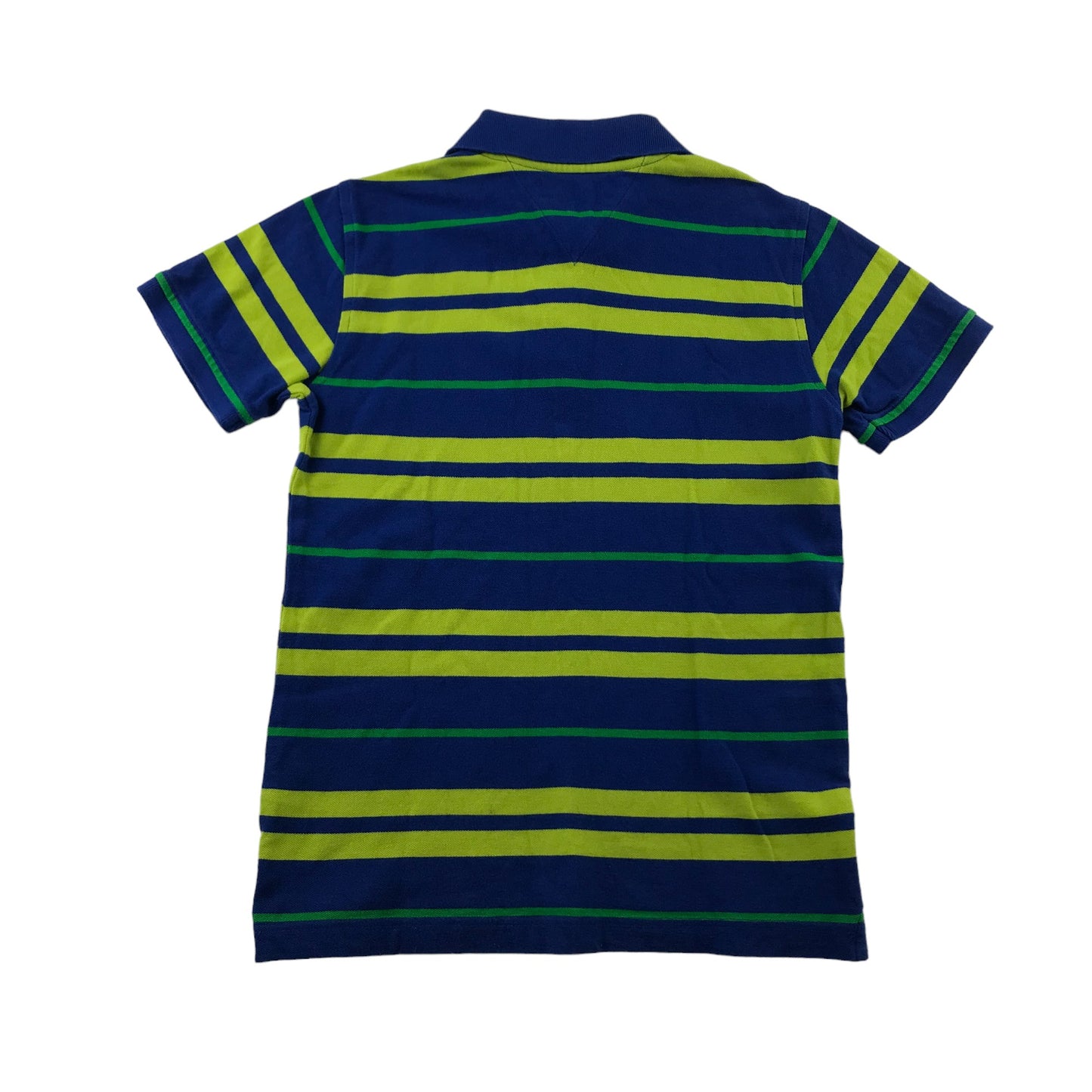 Tommy Hilfiger polo shirt 8-10 years blue and lime green stripy short sleeve