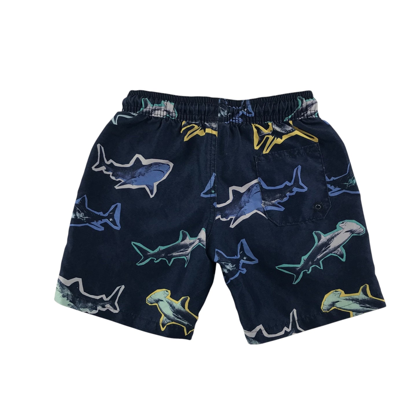 M&S swim trunks 5-6 years navy blue sharks pattern