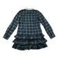 Ralph Lauren Dress Age 10 Navy and Green Checked Shirt Collars Long Sleeve Layered skirt