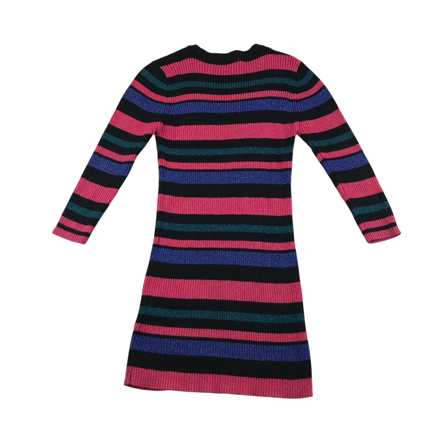 M&S knit dress 6-7 years multicolour long sleeve stripes