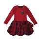 Jessie and James Dress Age 8 Red and Navy T-shirt with Checked Scallop Skirt