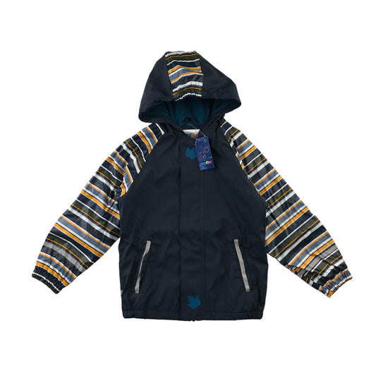 Lupilu Rain Jacket 4-6 Years Navy with Multi-coloured Arms and Hood Detail