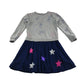 M&S dress 6-7 years grey marl long sleeve with stars and sequins print