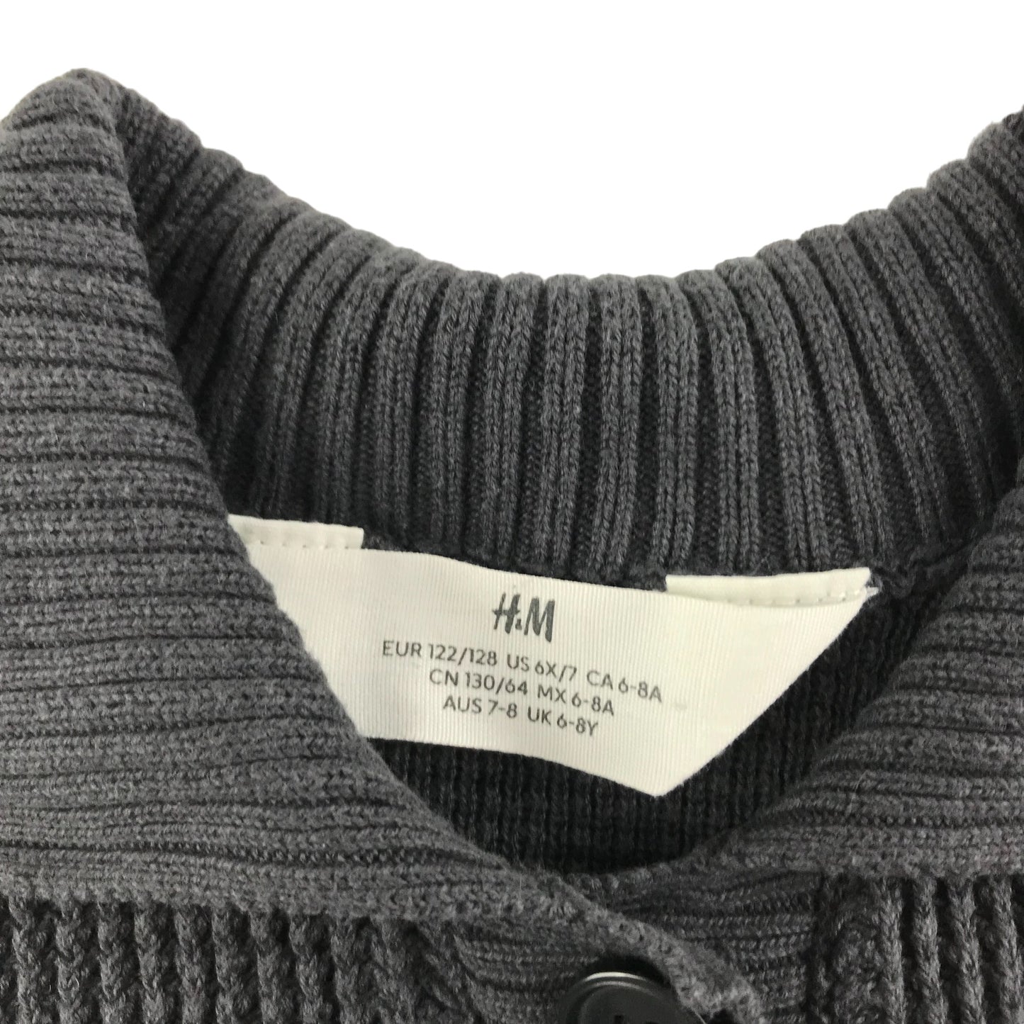 H&M Cardigan Age 7 Grey Collared Button Up Cotton Knit