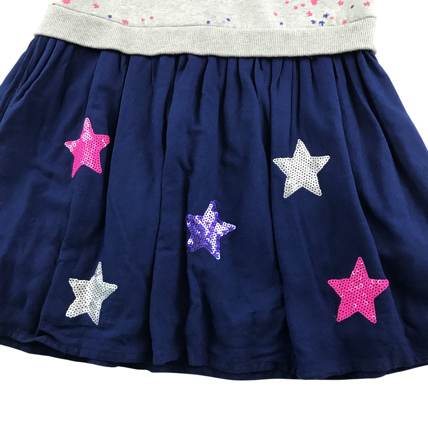 M&S dress 6-7 years grey marl long sleeve with stars and sequins print