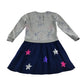 M&S dress 6-7 years grey marl long sleeve with stars and sequins print