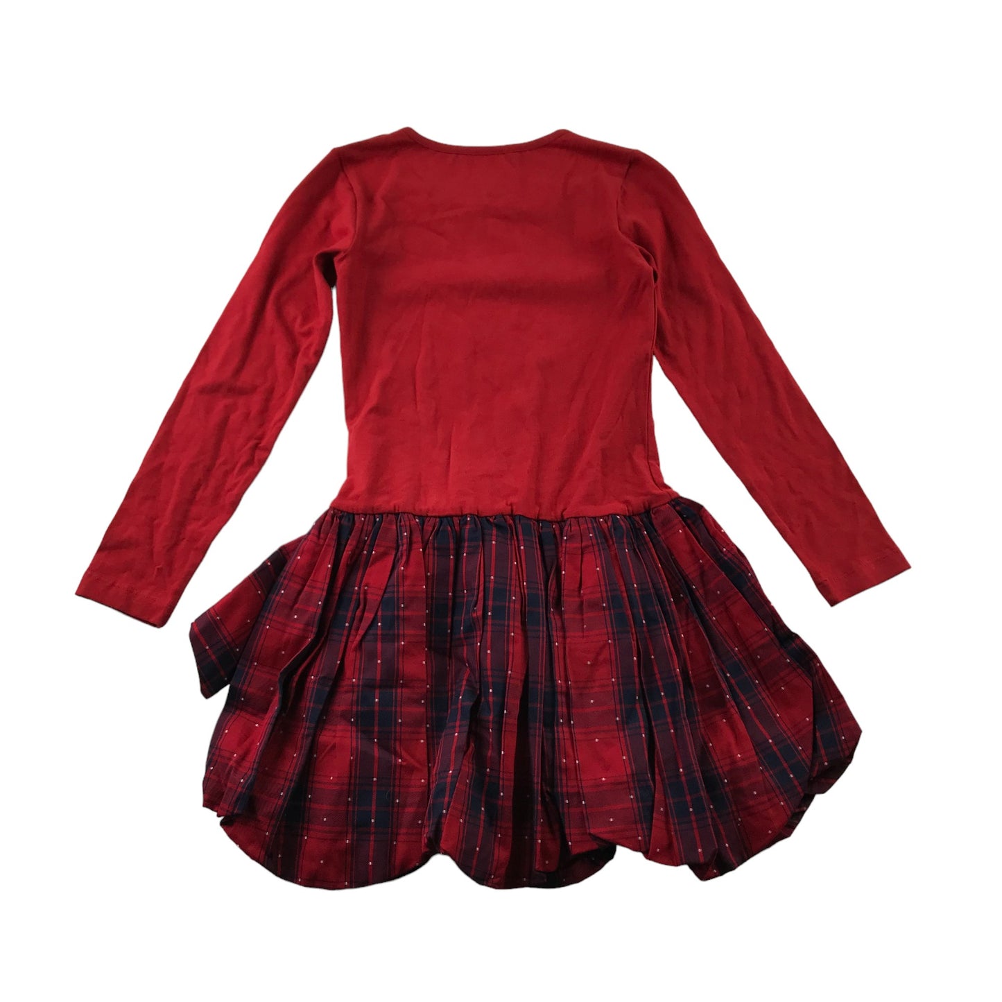 Jessie and James Dress Age 8 Red and Navy T-shirt with Checked Scallop Skirt