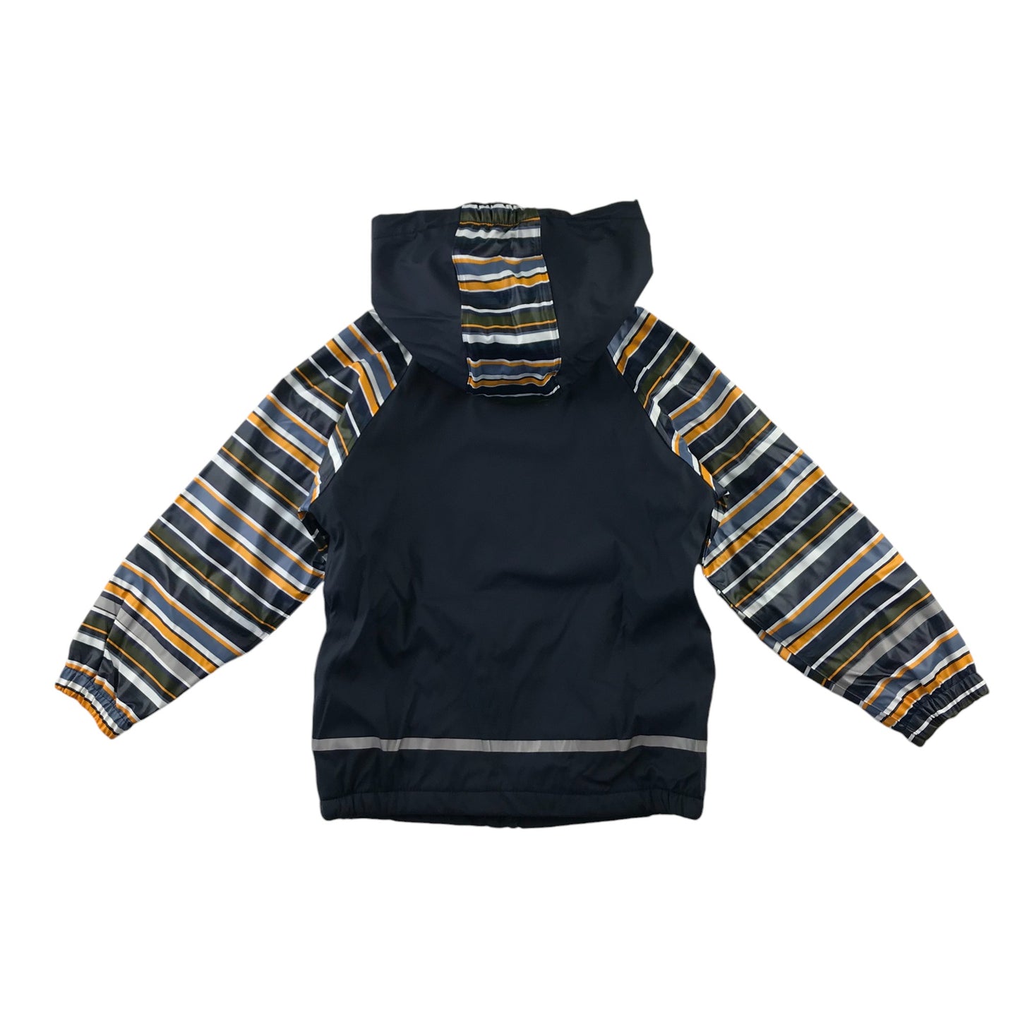 Lupilu Rain Jacket 4-6 Years Navy with Multi-coloured Arms and Hood Detail