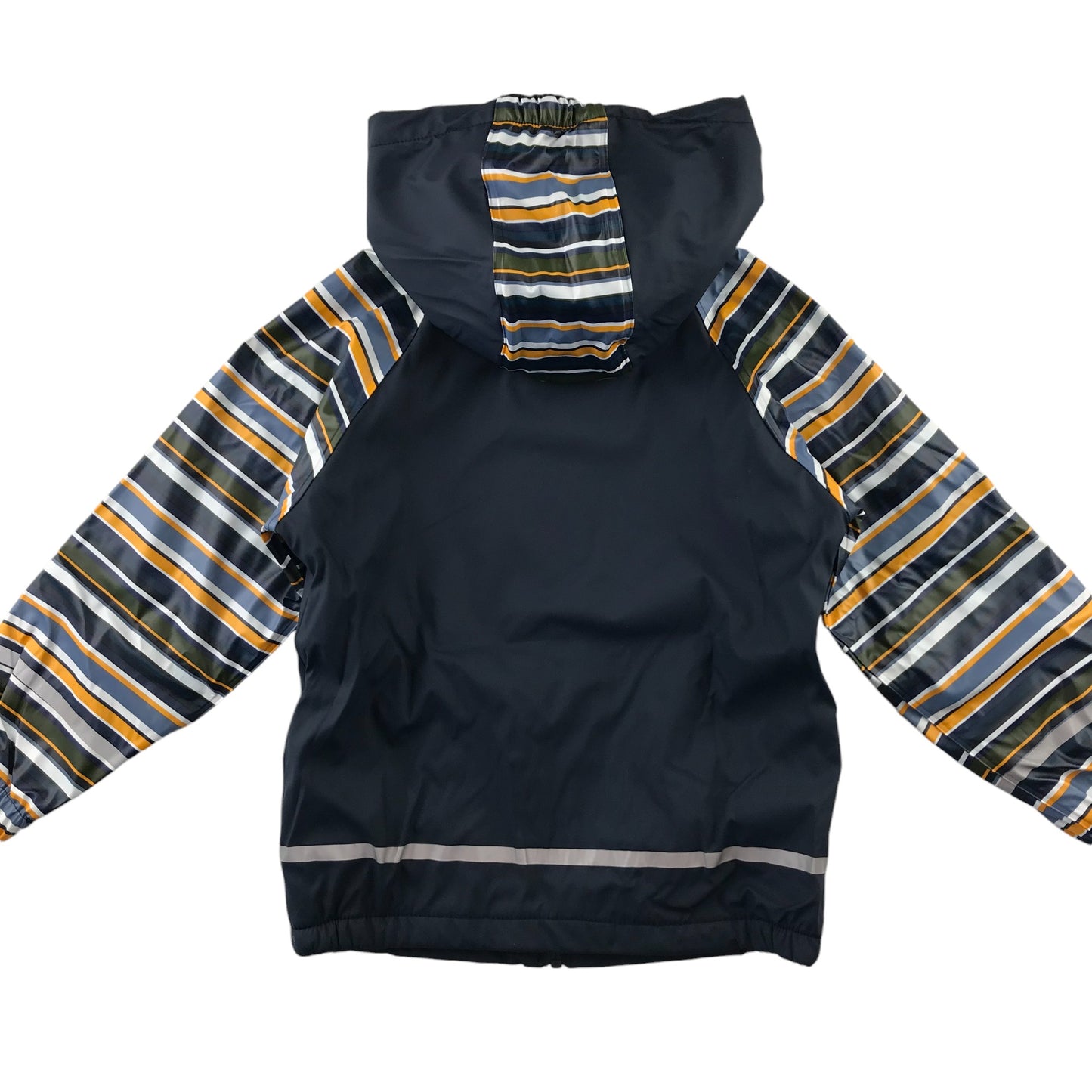 Lupilu Rain Jacket 4-6 Years Navy with Multi-coloured Arms and Hood Detail