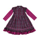 M&S dress 5-6 years pink long sleeve checked pattern frilled hem cotton