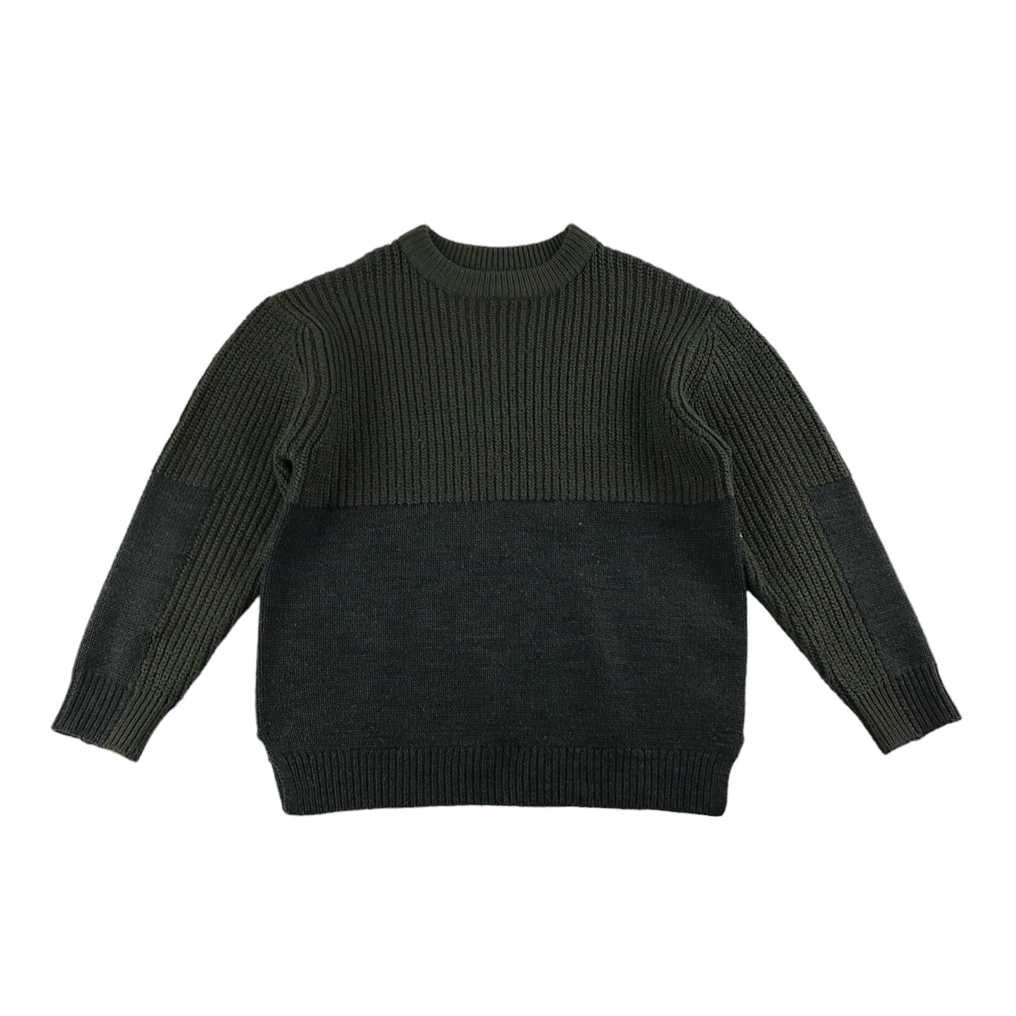 Zara Jumper Age 6 Khaki  and Grey Long Sleeve Knit