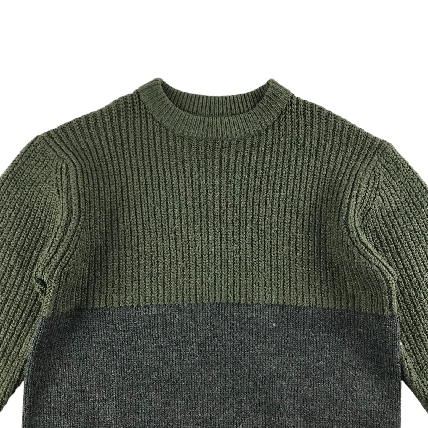 Zara Jumper Age 6 Khaki  and Grey Long Sleeve Knit