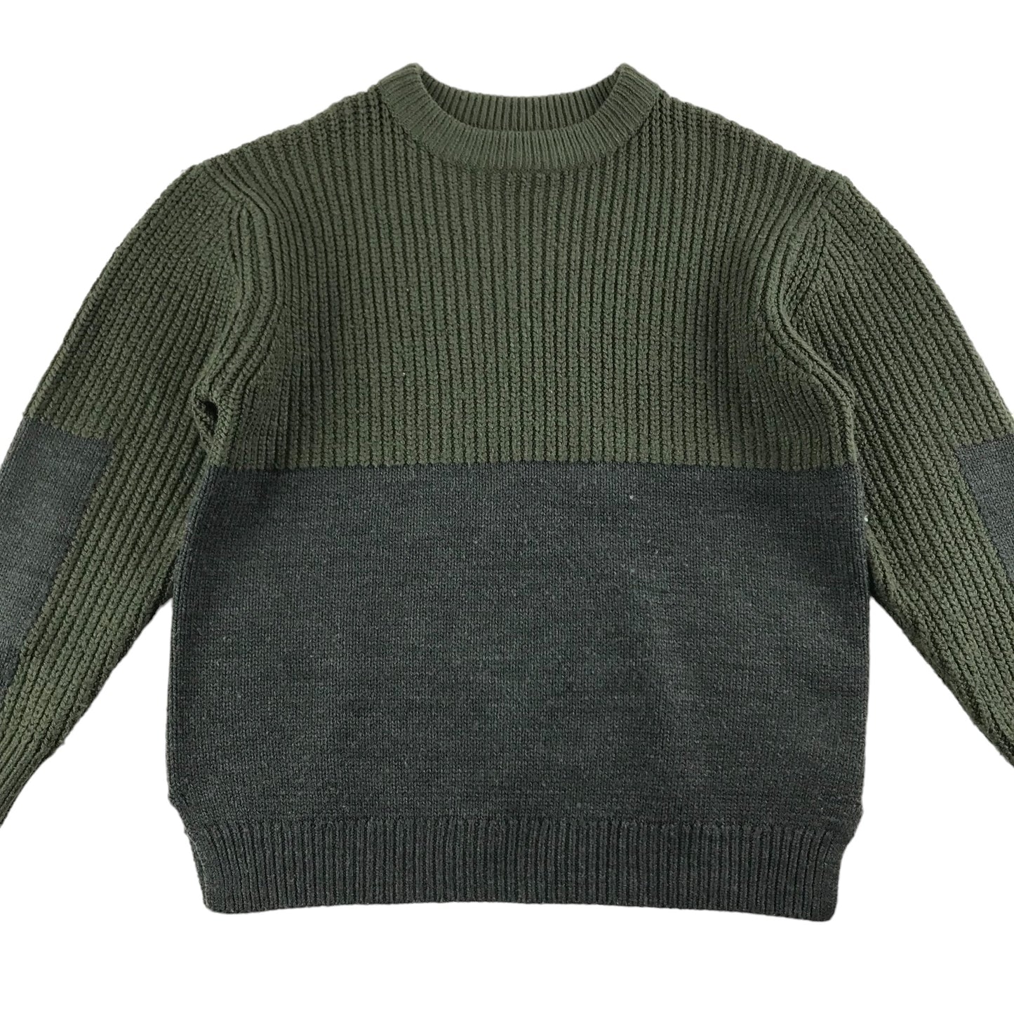 Zara Jumper Age 6 Khaki  and Grey Long Sleeve Knit