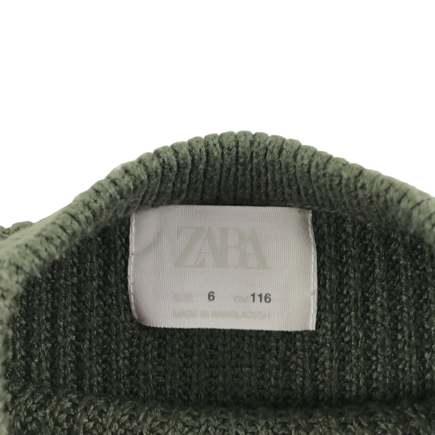 Zara Jumper Age 6 Khaki  and Grey Long Sleeve Knit